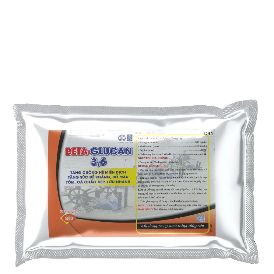 Beta-Glucan Tăng cường hệ miễn dịch, tăng sức đề kháng, tôm lớn nhanh